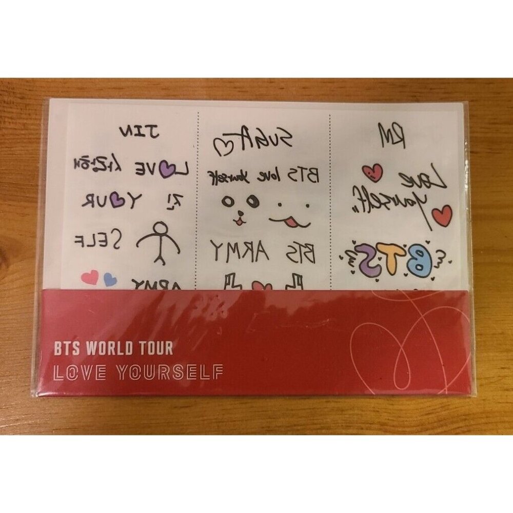 BTS World Tour‎ Love Yourself Concert 2018 Tattoo Sticker Set Official Merch NEW